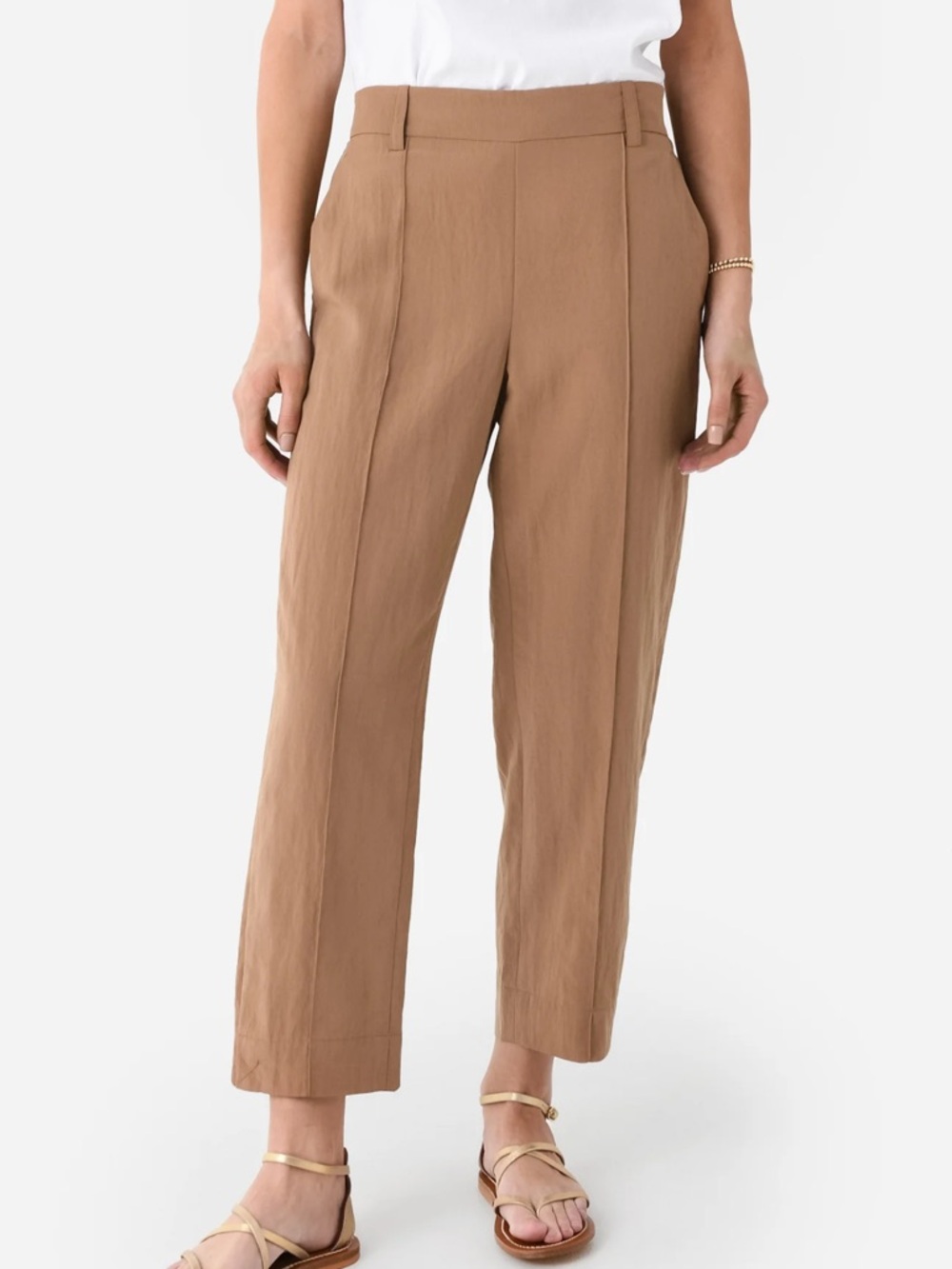 Vince High-Rise Straight-Leg Women's Cropped Pants in Camel NWOT Size L